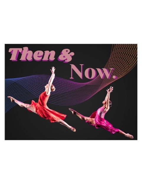 Two dancers leaping gracefully in a studio, arms outstretched and legs straight, captured mid-air in a synchronized pose.