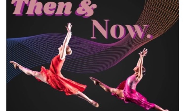 Two dancers leaping gracefully in a studio, arms outstretched and legs straight, captured mid-air in a synchronized pose.